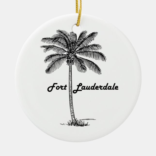 Svartvit Fort Lauderdale & handflatandesign Julgransprydnad Keramik (Framsidan)