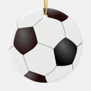 Svartvit fotboll julgransprydnad keramik