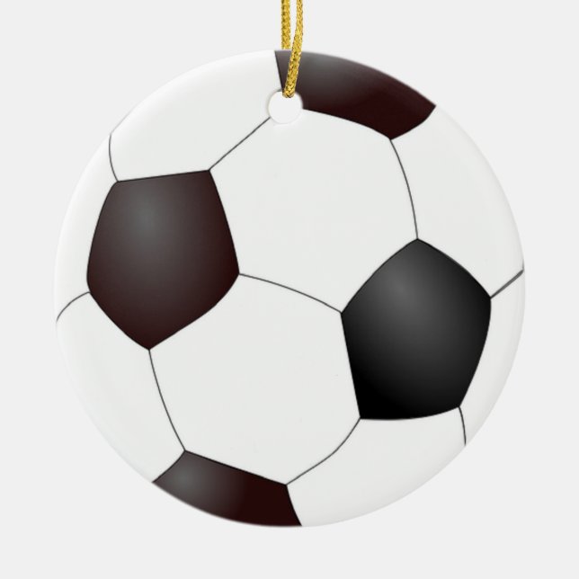 Svartvit fotboll julgransprydnad keramik (Framsidan)