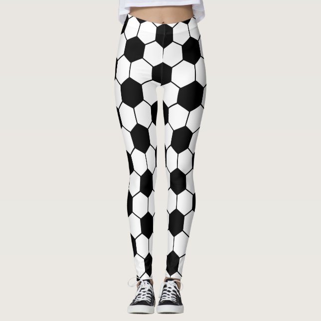 Svartvit fotboll mönster leggings (Framsida)