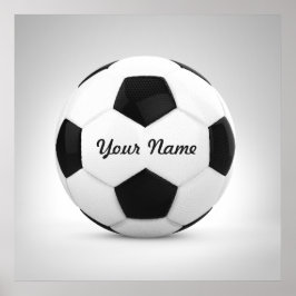 Svartvit fotboll Personaliserat namn Poster
