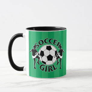 Svartvit fotbollflickadesign mugg