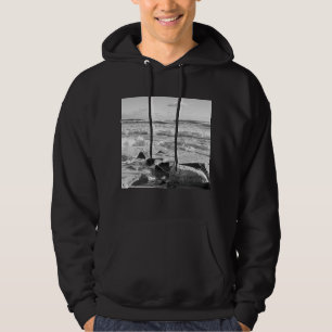 Svartvit foto av Atlanten Vågar Hoodie