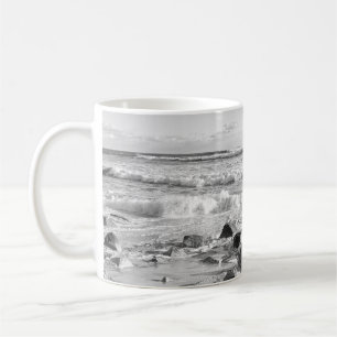 Svartvit foto av Atlanten Vågar Kaffemugg