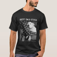 Svartvit foto av Hund Snuggling med Pappa