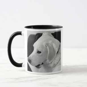Svartvit foto av vackra vita Hund Mugg