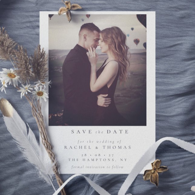 Svartvit foto Bröllop med elegant Script Spara Datumet (Skapare uppladdad)