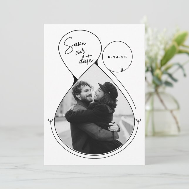 Svartvit foto för contemporary Line Art - unikt Spara Datumet (Stående Fram)