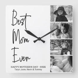 Svartvit foto från Mors dag till bästa Mamma Fyrkantig Klocka