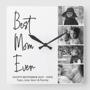 Svartvit foto från Mors dag till bästa Mamma Fyrkantig Klocka