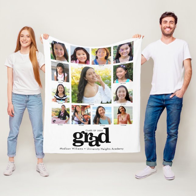 Svartvit foto med modern studenten K-12 Fleecefilt (På plats)