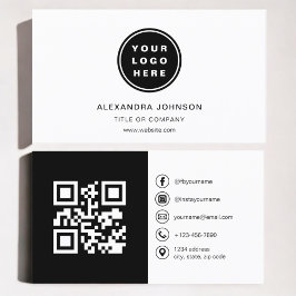 Svartvit foto med QR Code Social Media Visitkort