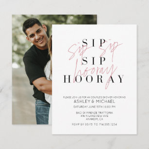 Svartvit foto med sip-hooray (Sip Hooray Black Whi Inbjudningar