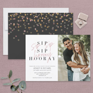 Svartvit foto med sip-hooray (Sip Hooray Black Whi Inbjudningar