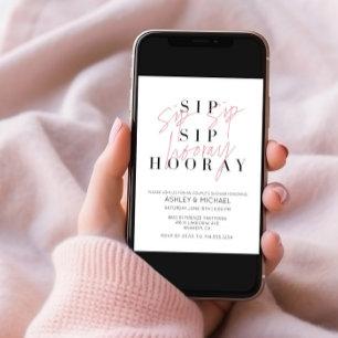 Svartvit foto med sip-hooray (Sip Hooray Black Whi Inbjudningar