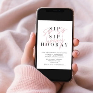 Svartvit foto med sip-hooray (Sip Hooray), Möhippa Inbjudningar