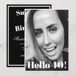 Svartvit foto Modern Elegant i 40:e födelsedag Inbjudningar