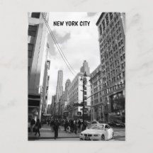 Svartvit foto New York City byggnad-bilar
