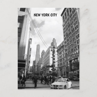 Svartvit foto New York City byggnad-bilar Vykort