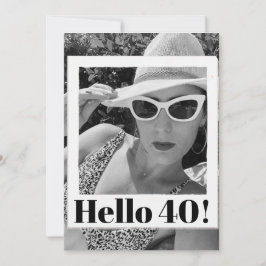 Svartvit foto Ram Modern Chic vid 40:e födelsedag Inbjudningar
