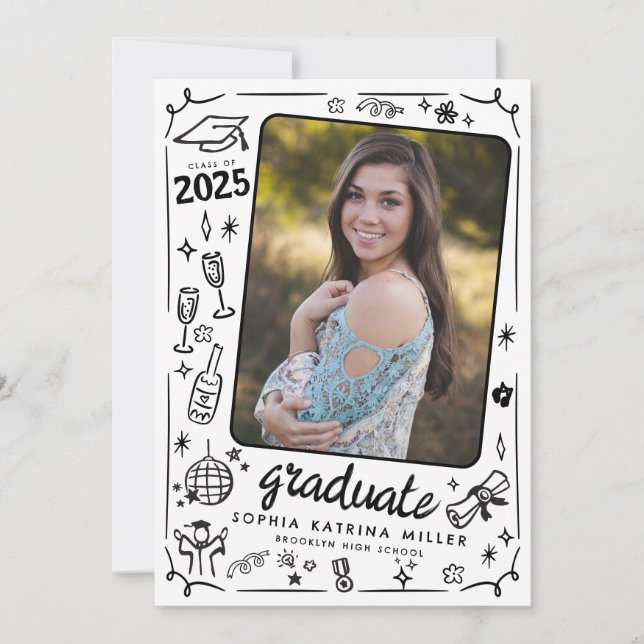 Svartvit foto Studenten i Hand plockade Scribble B Meddelande (Framsida)
