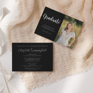 Svartvit foto Studenten med elegant Script Inbjudningar