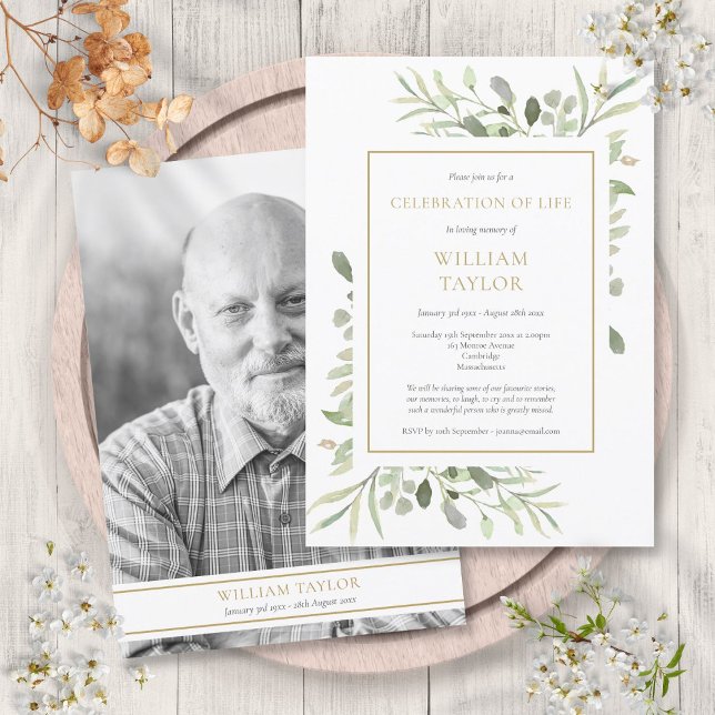 Svartvit fotofest för firande av livet  inbjudningar (Black and White Photo Funeral Celebration of Life Invitation)