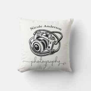 Svartvit fotografering Kameralogo Grafik Kudde