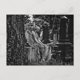 Svartvit fotografering melankolisk ängel vykort