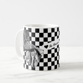 Svartvit fotokollage-familjen namn kaffemugg