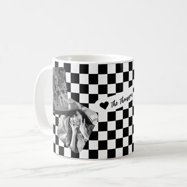 Svartvit fotokollage-familjen namn kaffemugg (Framsida vänster)