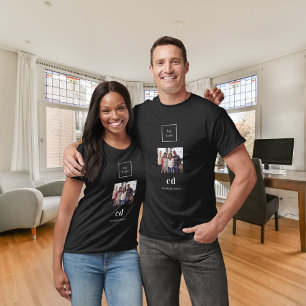 Svartvit fotomonogram namn logotyp-verksamhet t shirt
