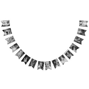 Svartvit fotopersonlig för första födelsedag vimplar