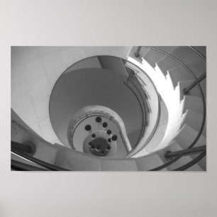 Svartvit fotospiraltrappuppgång poster