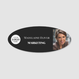 Svartvit fotovit för medarbetare - Logotyp, enkel Namnbricka