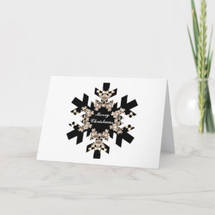 Svartvit Fractalkonstsnöflingor Helgkort