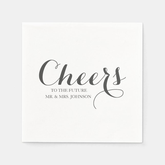 Svartvit framtid Mr. & Mrs. Namn Bröllop Pappersservett (Framsidan)