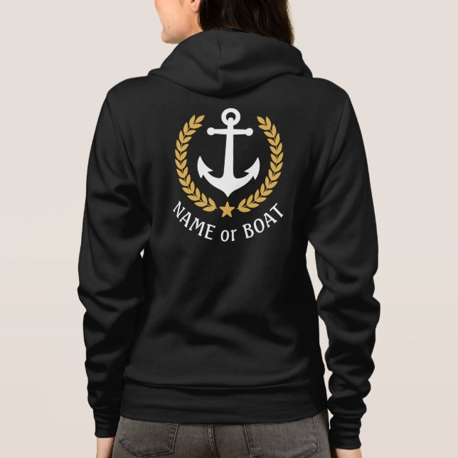 Svartvit från Nautical Anchor Boat Namn Guld Laure T Shirt (Baksida)