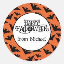 Svartvit från orangen happy halloween fladdermus D