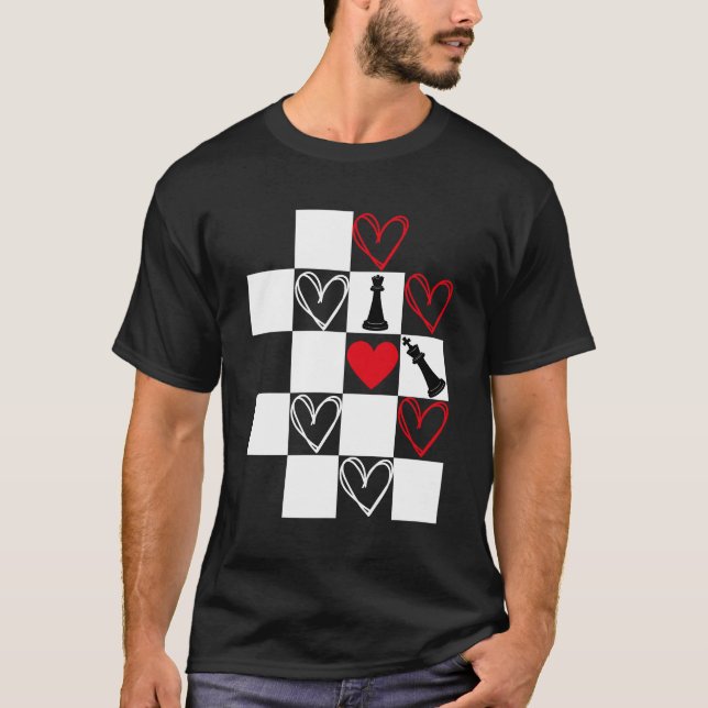 Svartvit från Valentines day i schackbrädet T Shirt (Framsida)