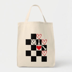 Svartvit från Valentines day i schackbrädet Tygkasse
