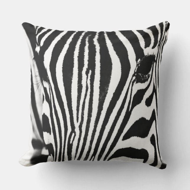 Svartvit från Zebra porträtt Kudde (Framsida)