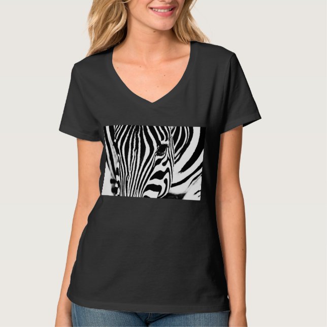 Svartvit från Zebra porträtt Tee Shirt (Framsida)