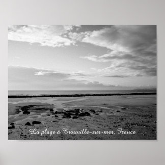 svartvit frankrike-strandfoto poster