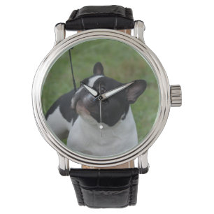 Svartvit fransk bulldogg armbandsur
