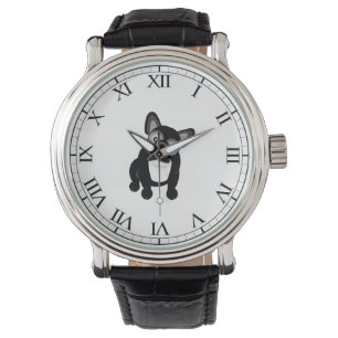 Svartvit fransk bulldogg armbandsur
