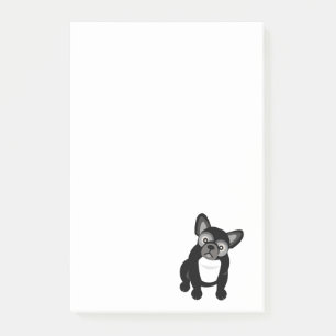 Svartvit fransk bulldogg post-it block