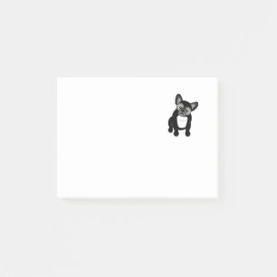 Svartvit fransk bulldogg post-it block
