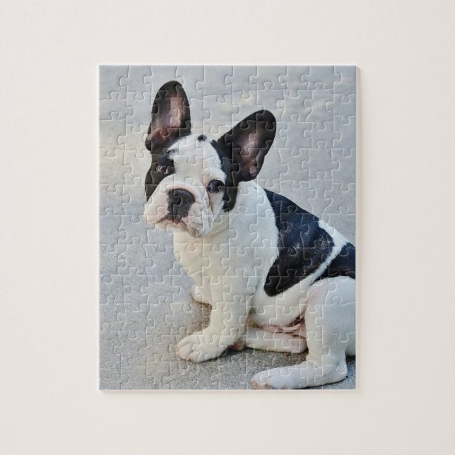 Svartvit fransk bulldogg pussel (Vertikal)