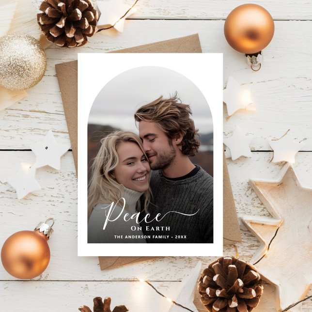 Svartvit fred på Julens julfotfoto Julkort (Skapare uppladdad)